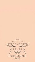Minimalist line art sheep with fluffy wool on warm beige background, featuring Christmas 2027 text below. Isolated design suitable for greeting cards, holiday posters, and festive merchandise applications.