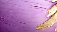Purple and gold abstract background with textured brushstrokes and metallic gold leaf accents creating luxurious artistic composition for elegant design projects.