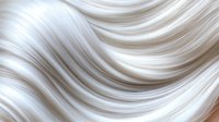 Luxurious white silky hair texture with smooth wavy pattern and glossy highlights creating elegant flowing curves and dynamic movement. Suitable for beauty and fashion designs.