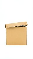Damaged brown cardboard shipping box with torn edges isolated on white background for packaging and delivery concepts.
