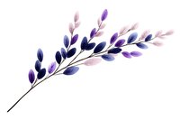 Delicate watercolor branch with purple and navy blue leaves on white background, botanical art element for stationery, wedding invitations and packaging design.