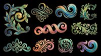 Ornamental flourish swirls and decorative scrolls isolated on transparent background. Ready for clipart, t-shirt design, stickers, sublimation, print-on-demand products and digital crafts.