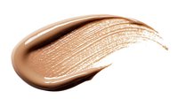 Smooth beige foundation cream smear isolated on white background, cosmetic liquid makeup texture showing product consistency and color tone.