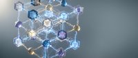 Abstract digital network cube with glowing nodes and connecting lines representing blockchain technology, data structure, and modern connectivity solutions.