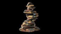 Stacked stones balanced in tower formation, isolated on transparent background. Ready for clipart, t-shirt design, print-on-demand, sublimation, stickers, and digital crafts.