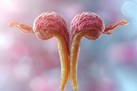 Microscopic view of nerve cells with dendrites and axons in pink and orange tones against soft bokeh background, showing detailed neural structure and connections.
