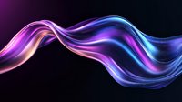 Vibrant flowing smoke waves in pink, purple and blue neon colors against black background create dynamic abstract light trail effect for modern design projects.
