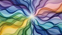 Abstract rainbow spiral with flowing waves radiating from center in vibrant colors for modern design backgrounds and creative projects.