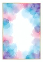 Watercolor pastel frame border with soft pink blue purple clouds creating elegant copy space for text and design projects with dreamy artistic style.