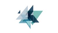 Abstract geometric composition with overlapping triangular shapes in blue, teal and gray tones creating modern minimalist design for contemporary branding.