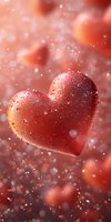 Redeh atmosphere with sparkling water drops and soft coral background, romantic Valentine's day concept.