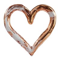 Copper metallic heart shape with glossy finish isolated on white background for romantic designs and Valentine decorations.