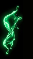Glowing neon green bacteria or microorganism with flowing tentacles on black background, isolated for medical, scientific, and educational design use.