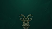 Geometric goat head with gold line art on dark teal background, suitable for logos, branding, and modern design projects.