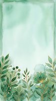 Watercolor botanical frame with green foliage, leaves, and berries on soft mint background. Isolated design element ready for invitations, stationery, and greeting cards.