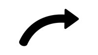 Black curved arrow pointing right on white background isolated for web design, presentations and user interface elements.