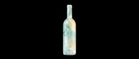 Watercolor wine bottle in soft teal and cream tones, isolated on transparent background. Ready for t-shirt design, stickers, clipart, print on demand, and sublimation projects.