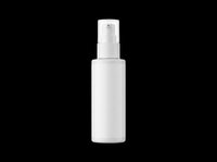 White spray bottle with pump dispenser isolated on transparent background, ready for cosmetics, cleaning products, and design mockups for packaging, labels, and branding projects.