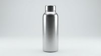 Stainless steel water bottle with screw cap isolated on white background, ready for product mockups, branding, and beverage packaging designs.