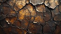 Dramatic cracked earth texture with deep fissures in brown and golden tones, showing natural erosion pattern and rough surface detail. Suitable for background designs.