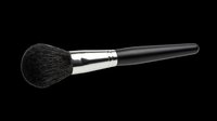 Makeup brush with black bristles and black handle, isolated on transparent background. Ready for beauty, cosmetics, and design projects including t-shirts, clipart, and print-on-demand products.