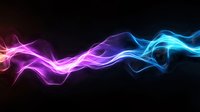 Glowing abstract smoke waves in vibrant pink and blue neon colors flowing horizontally across dark background, creating dynamic light effect for creative designs.