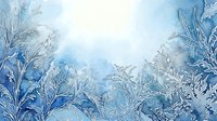 Frost-covered plants and crystalline ice formations create an ethereal winter landscape with cool blue and white tones, suitable for seasonal backgrounds and nature-themed designs.