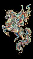 Colorful ornate unicorn with wings in Asian art style, isolated on transparent background. Great for t-shirt design, stickers, clipart, sublimation, print on demand.