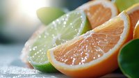 Sliced citrus fruits with water droplets, featuring lime and grapefruit segments for food, beverage, wellness and culinary design projects.