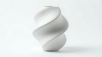 Abstract white twisted spiral sculpture with smooth curves and modern minimalist design on clean background for contemporary art projects.