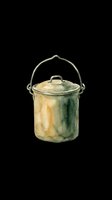 Watercolor camping pot with lid and handle, isolated on transparent background. Great for outdoor clipart, t-shirt design, stickers, sublimation, and print on demand.