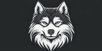 Wolf head portrait with striking eyes, isolated on dark background. Monochrome line art style suitable for logos, t-shirt designs, and branding projects.