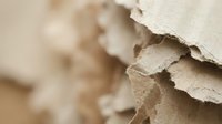 Close-up macro shot of torn paper edges with soft beige and cream tones, showing detailed texture and fiber structure for artistic design projects.