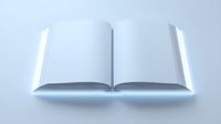 Open blank book with glowing pages floating on light background, creating magical educational atmosphere for reading and learning concepts.