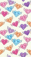 Cute winged hearts seamless pattern with smiling faces in pastel colors. Romantic repeating design for Valentine's Day, love themes, textile prints.