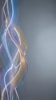 Abstract flowing ribbons with glowing edges in blue purple and gold colors creating elegant waves on gradient background for modern digital design.