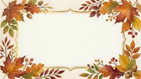 Autumn leaves and branches frame a blank cream background with gold decorative borders, ideal for fall seasonal designs, greeting cards, and harvest-themed projects.