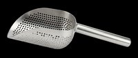 Stainless steel perforated scoop isolated on transparent background, ready for T-shirt design, clipart, stickers, print on demand, and sublimation projects.
