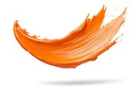 Dynamic orange paint stroke with gradient texture and shadow effect on white background, isolated artistic element for graphic design projects.