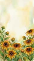 Watercolor sunflowers border frame with soft pastel background for greeting cards, invitations and floral design projects.