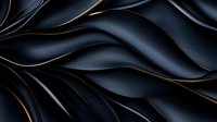 Luxurious black waves with golden edges create elegant abstract background pattern. Dark flowing curves form sophisticated modern design texture for premium layouts.
