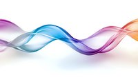 Colorful transparent waves in blue, purple, and orange flow smoothly across white background creating dynamic abstract composition for modern design projects.