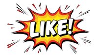 Comic book style explosion burst with LIKE text in bold letters on yellow and red starburst background isolated on white for social media graphics.
