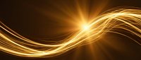 Golden light waves with glowing rays and dynamic energy lines on dark background, perfect for luxury, technology, and abstract design projects.