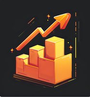 Stylized orange and yellow bar chart with upward trending arrow on black background, representing business growth and success.