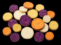 Colorful sliced root vegetables including purple, orange, yellow, and white varieties, isolated on transparent background. Ready for food clipart, stickers, t-shirt design, and print on demand.