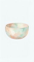 Watercolor ceramic bowl with soft peachy and mint green tones, isolated on white background. Suitable for home decor, kitchenware, and design projects.