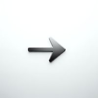 Metallic gray arrow pointer icon with shadow effect on white background for web design and user interface elements.