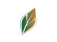Stylized leaf logo with green and brown gradient colors on white background isolated for eco-friendly branding and organic business designs.