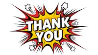 Comic book style thank you explosion burst with bold lettering and dynamic starburst effects on white background for greeting cards and appreciation designs.